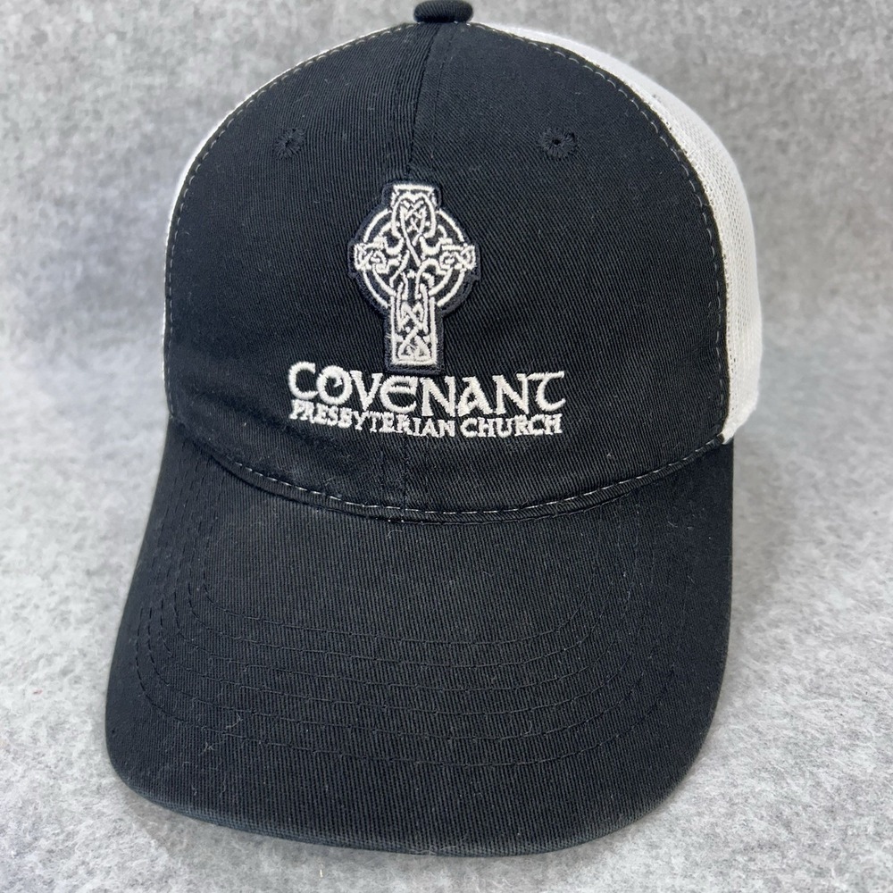 Covenant Presbyterian Church Trucker Hat Black White Mesh‎ Adjustable Cap